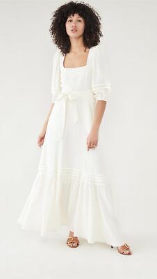Jonathan Simkhai 284494 Ivory  Vivian Pintuck Maxi Dress Ecru size M