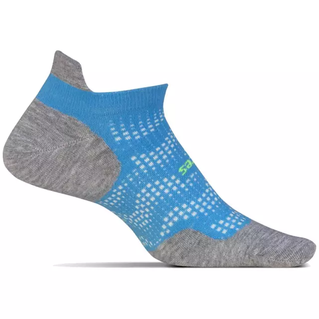 Feetures High Performance Cushion No-Show Tab Running Socks, Tropical Blue - S