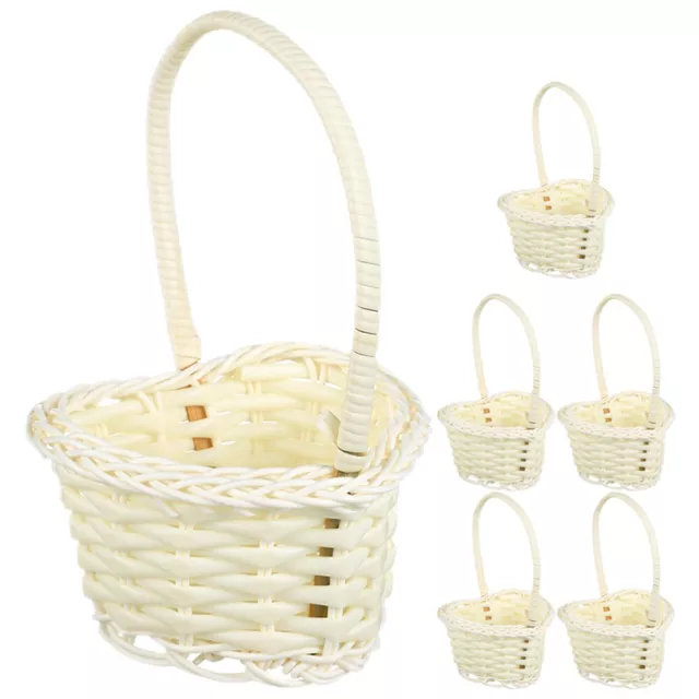 Cesta de almacenamiento tejida 6 cestas de niña con flores ratán picnic dulces de Pascua