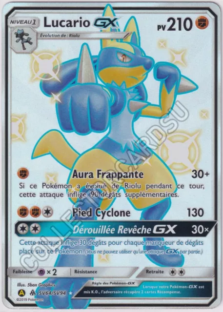 SV64/SV94 Lucario-GX Destinées Occultes CARTE POKEMON SL11.5 FRANCAIS SHINY