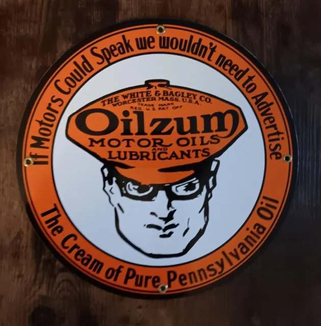 Oilzum Motor Oils   Porcelain  Sign Home Office Garage Shop