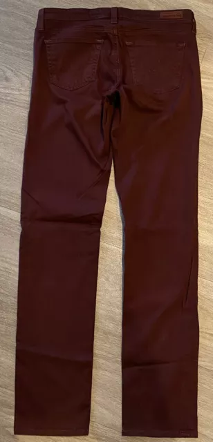 AG ADRIANO GOLDSCHMIED The Stilt Cigarette Leg Jean Sateen Plum Burgundy Sz 27R 2