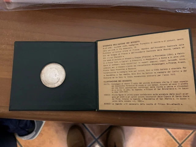 Moneta San  Marino 1977 Filippo Brunelleschi 1000 Lire Argento