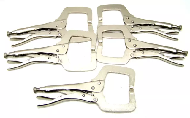 5 pcs 11" Locking C Clamp Pliers with Regular Tip Holding Locking Pliers set New