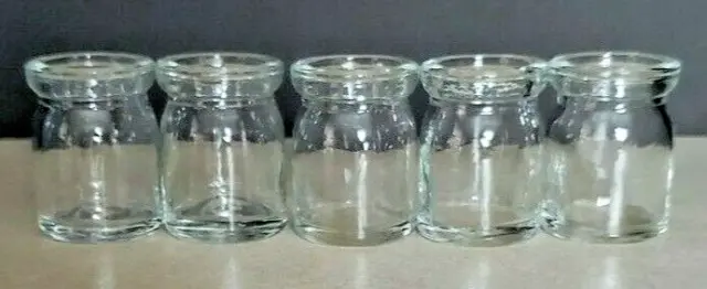 Lot Of 5 Vintage Brockway 1 1/2" Clear Glass Restaurant Single Creamer Container