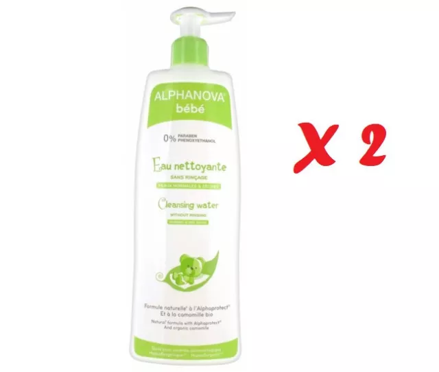 Lot de 2 Alphanova Bébé - Eau Nettoyante - 2 x 500 ml - Neuf