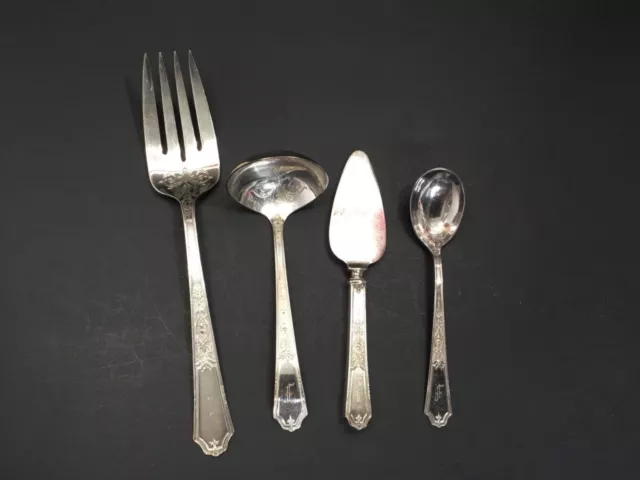 1847 Rogers Bros. ANCESTRAL Set 4 Serving Pieces Silverplate Flatware Silverware