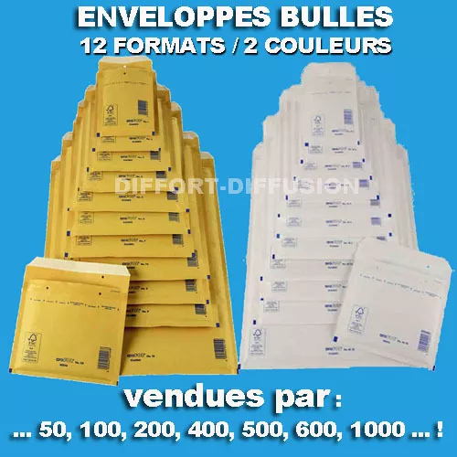 Enveloppes à bulles / matelassées marrons ou blanches 12 formats qualité Premium