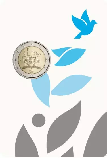 2 Euro commemorativi San Marino 2024 "50° Dichiarazione diritti dei cittadini"