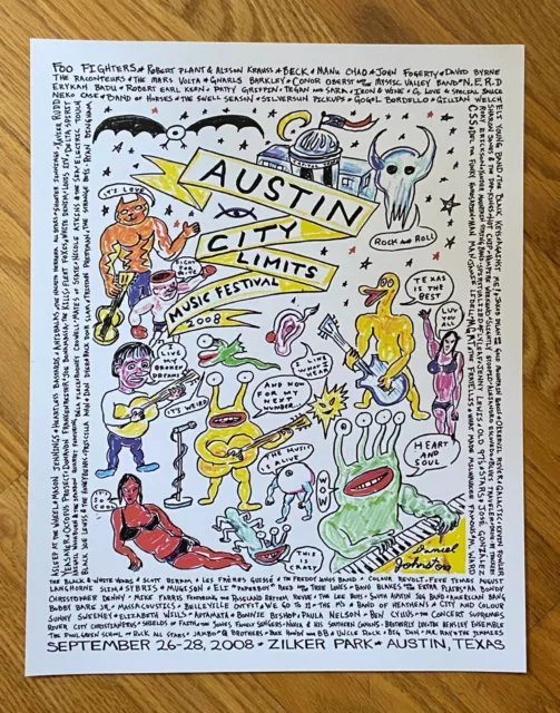 Austin City Limits 2008 Music Festival FRAMED POSTER Daniel Johnston Tour Promo