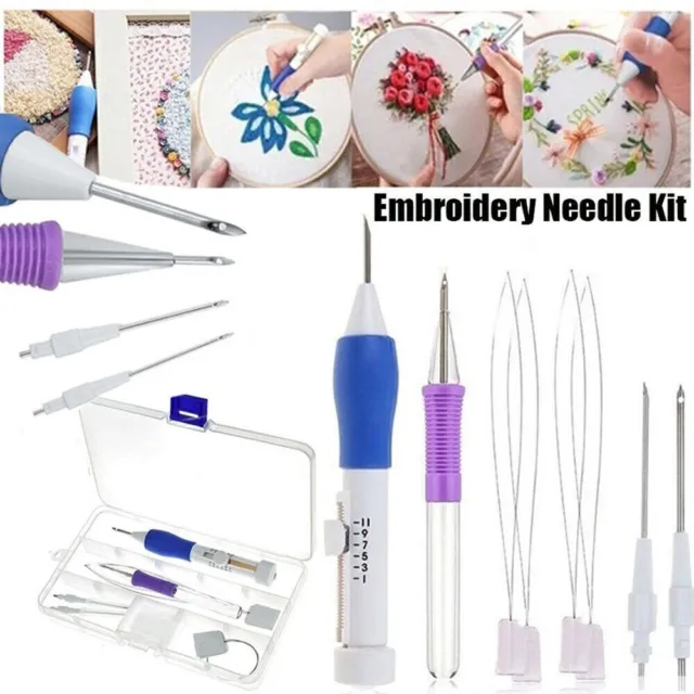 Stickerei Stickstift Punch Needle Set DIY Sticknadel Einfädler Stickwerkzeuge * 3