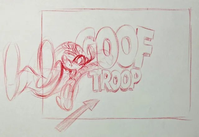 1990s Original Disney Animation Drawing Sketch Art Goof Troop Goofy Title Page