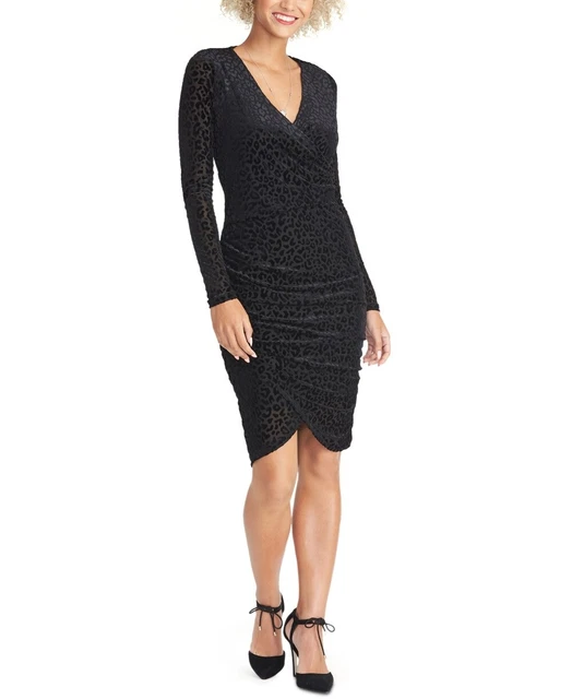 Rachel Roy Women's Fitted Leopard Print Dress Black Size Large
