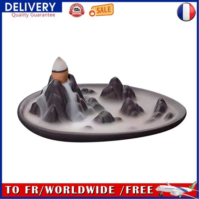 Incense Burner Ceramic Backflow Sandalwood Incense Cone for Home Decor (C)