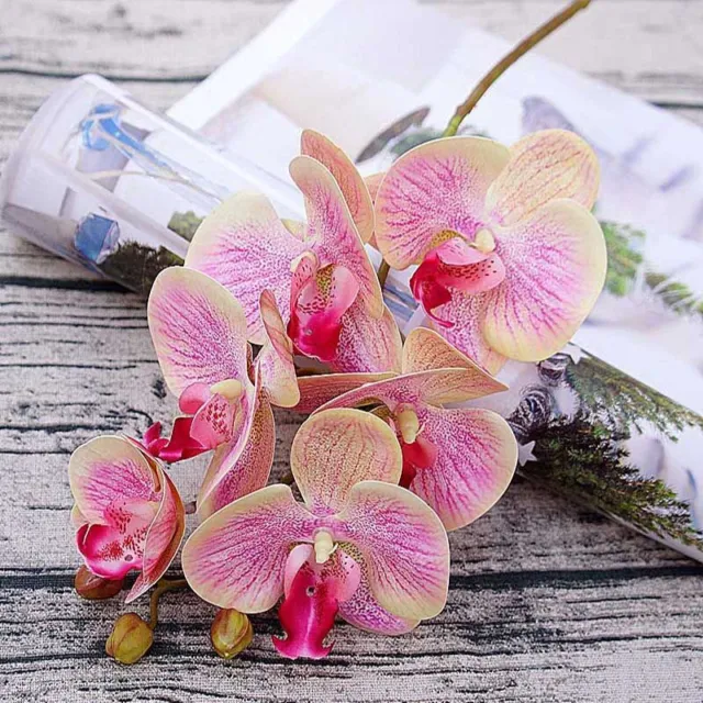Fake Flower Bundle - 6 Heads 3d Small Butterfly Orchid Artificial Decorations