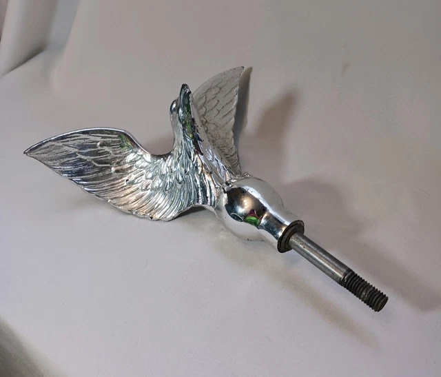 Vintage Heavy Metal Chrome Flag Pole Eagle Finial!