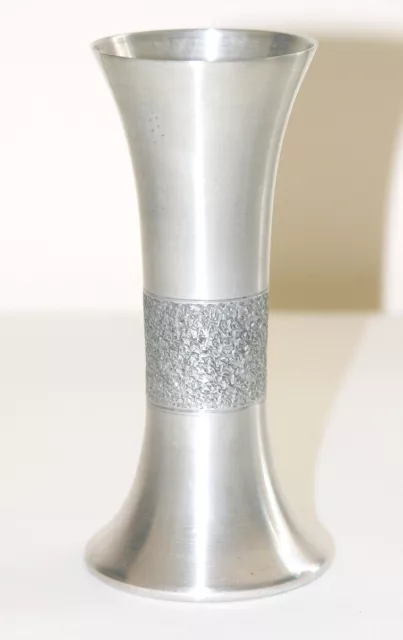 Vtg c1960s-70s Selandia (AM) pewter bud vase Norway 4⅜" 8.8cm textured band MCM