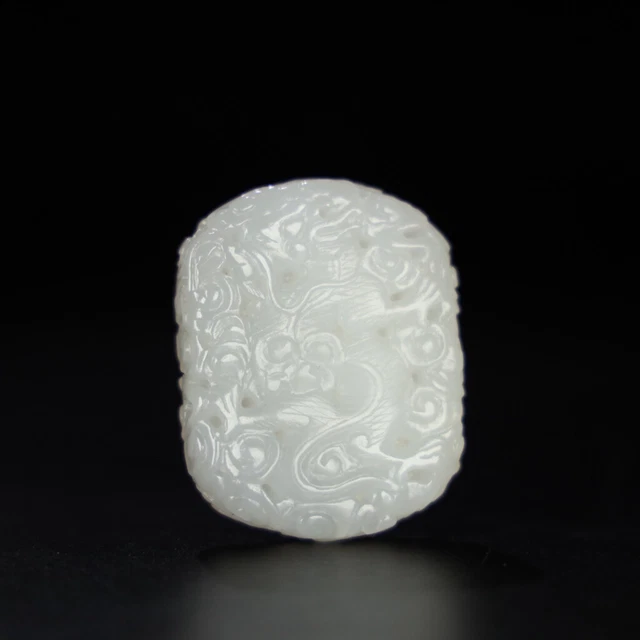Chinese Natural Hetian Jade Handmade Exquisite Dragon and Phoenix Pendants 12195