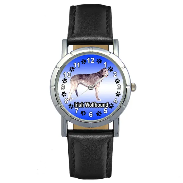 Irish Wolfhound Men Women Genuine Leather Quartz Movement Wrist Watch SA1082