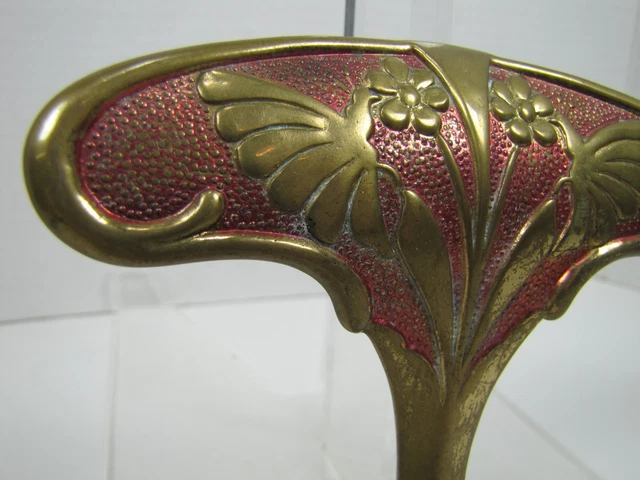 Antique Bronze Art Nouveau Hanger Hook Bracket Butterfly Flower ornate brass wsh 4