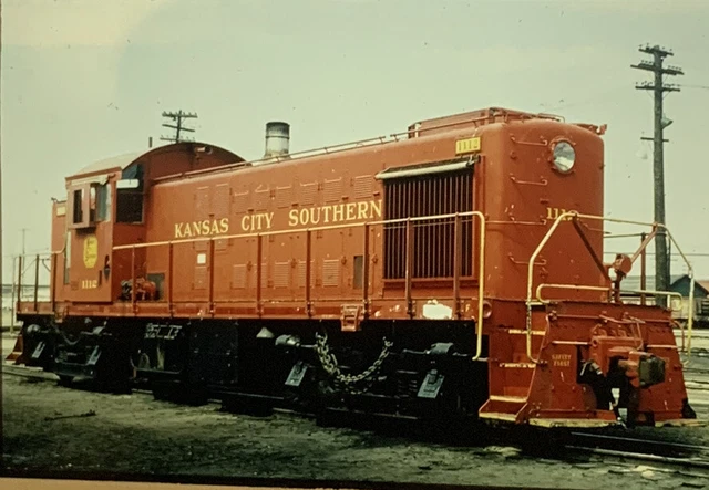Vtg 35mm Slide Kansas City Southern Railroad Train Engine 1112