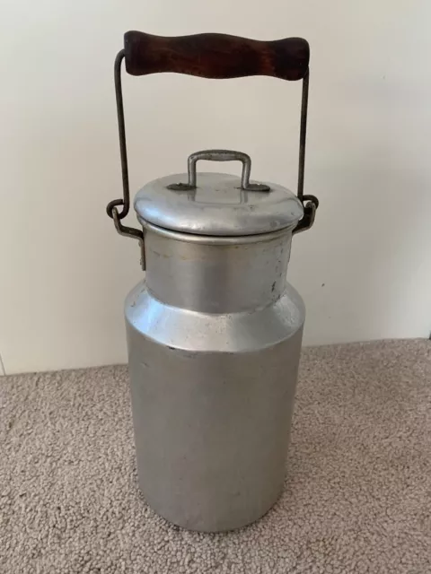 "Antigua lata de leche de aluminio vintage de 11""x5"