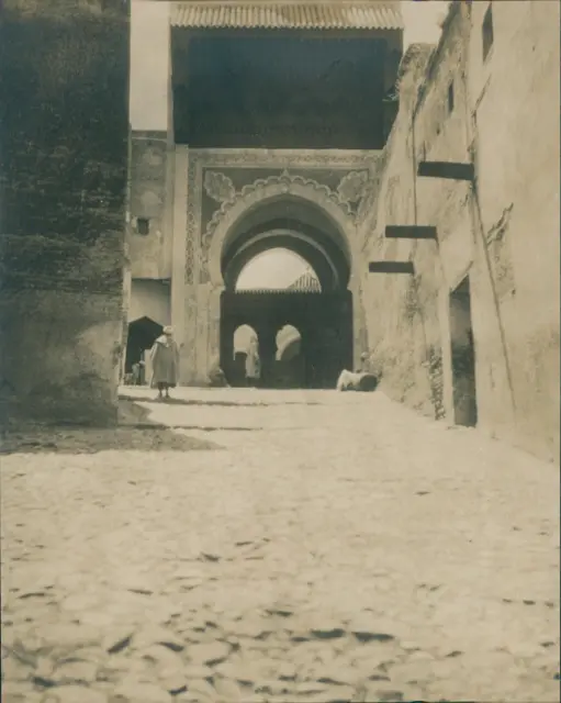 Morocco, Fez, Porte de la Medersa des Andalusians, July 1917 Vintage Silver Print.