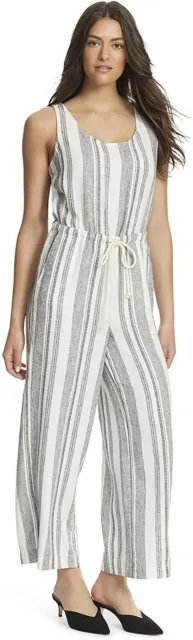 Ella Moss Women's Sleeveless Striped Crossback Jumpsuit White Size 28, $130 NWT