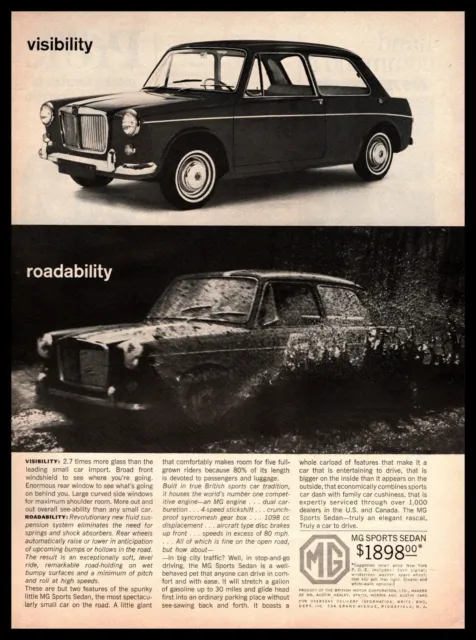 1963 MG Sports Sedan $1898 Muddy Road "Visibility Roadability" BMC Print Ad