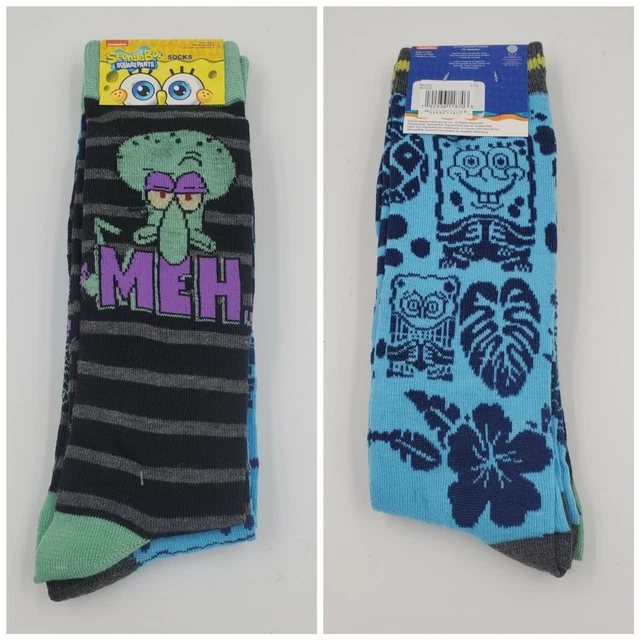 2 Pair Spongebob Crew Socks, Adult Shoe Size 6-12, Sock Size 10-13 Gift L2 M 2 Pair Spongebob Crew Socks, Adult Shoe Size 6-12, Sock Size 10-13 Gift L2 M