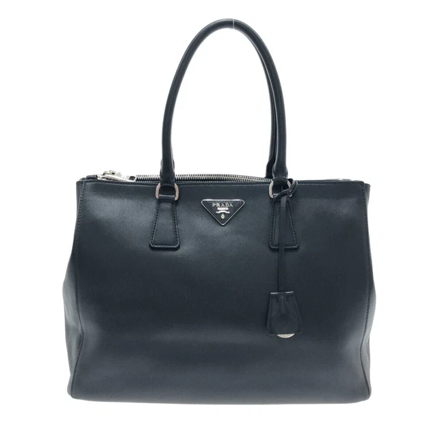 AUTH PRADA GALLERIA Medium Bag 1BA274 Black City Calf Tote Bag