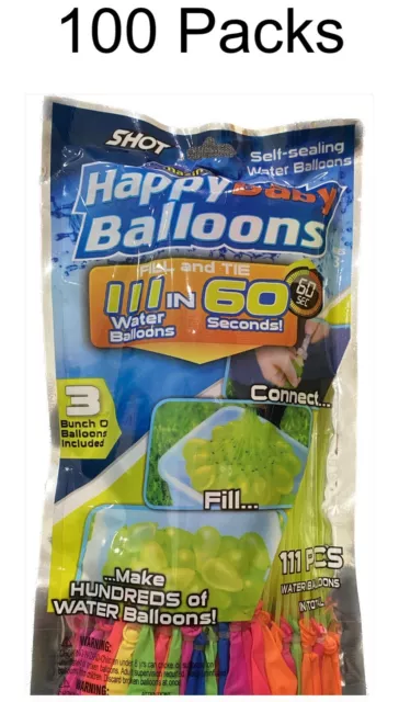 100 Pack of 111 Quick Fill Self Sealing Instant Water Balloons Summer Kids Party