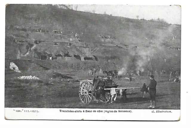 Militaire Guerre 1914  Tranchees Abris A Flanc De Cote Region De Soissons