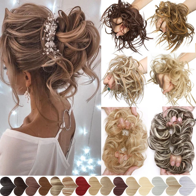 Thick Messy Bun Hair Piece Scrunchie Updo Wrap Hair Extension Real as Human AU
