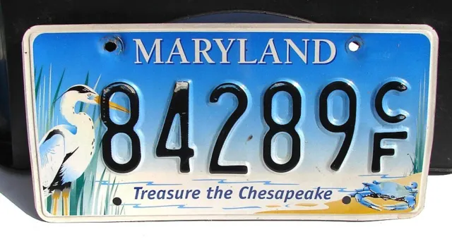 2017 Maryland TREASURE CHESAPEAKE License Plate WILDLIFE BIRD HERON CRAB # 84289