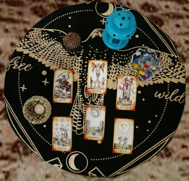 Tarot de búho de oro extendido tela de altar alterar tela de algodón... 2