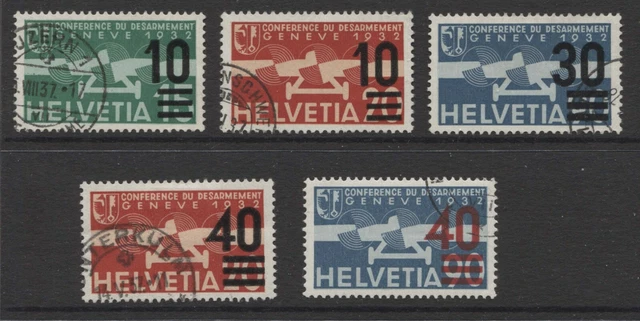 Switzerland - 1935/37 Air Surcharge Set Fine Used  Sg.359-363 (Ref.e11)