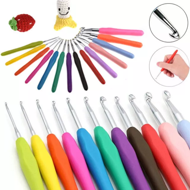 Ergonomic Crochet Hook Easy Multicolor Soft Grip Handle 2mm to 10mm Size UK