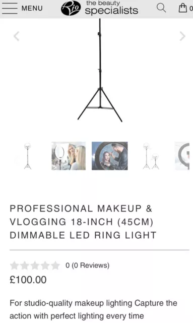 Argos Professional Makeup & Vlogging Dimmable Led Ring Light Zoom 18 Inch 45 Cm