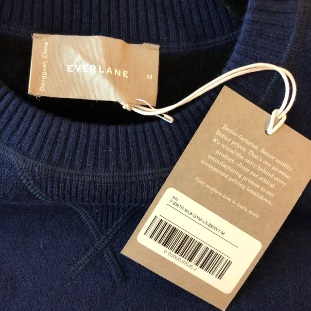 Everlane Womens Sweater Crew Neck Wool Cotton Blend Navy Blue M 3