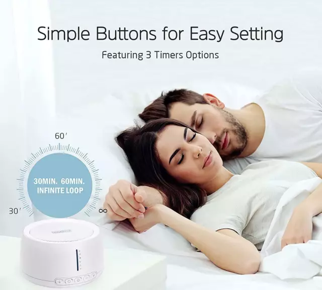 White Noise Machine Sound Sleep Aid Therapy Helper 30 Relaxing Sounds Baby Adult 3