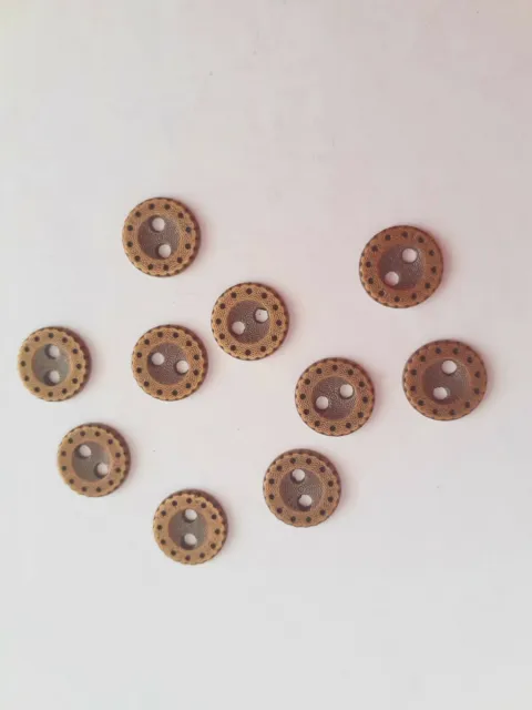 10 Metal tiny antique bronze col 2 hole buttons 10mm