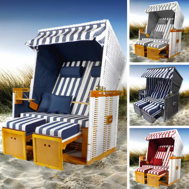 Strandkorb Norderney Volllieger Gartenliege Sonneninsel Poly-Rattan XXL