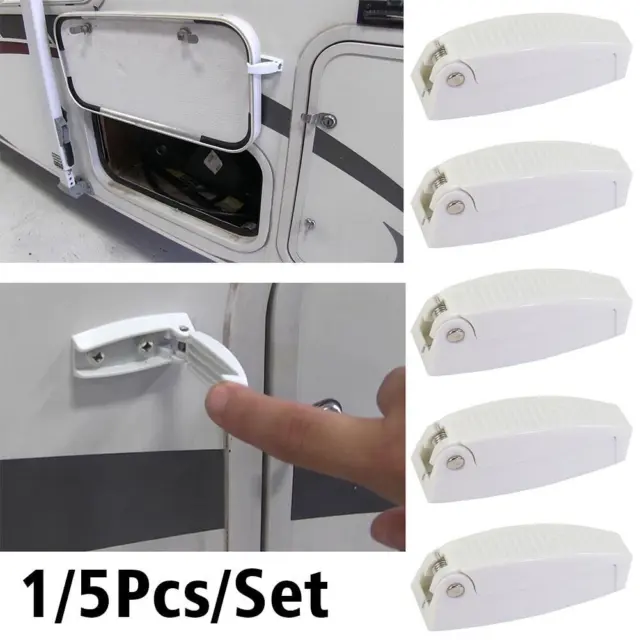 1/5 PACKS RV Camper WHITE Rounded BAGGAGE Door Catch Compartment latch Holders