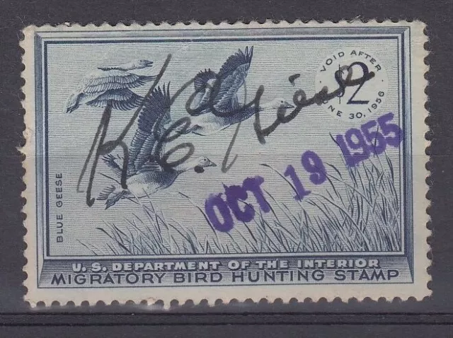 USA 1955 US Federal Duck Stamp $2 Migratory Bird Hunting MNH MUH signed