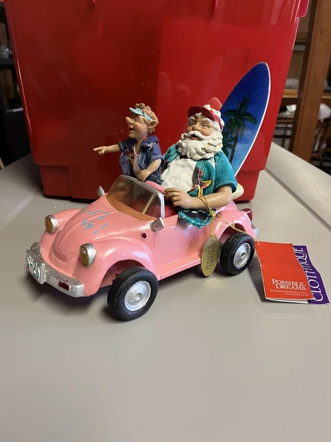 2002 Clothtique Surfs Up Possible Dreams Surfing Santa Elf VW Car Surf Board