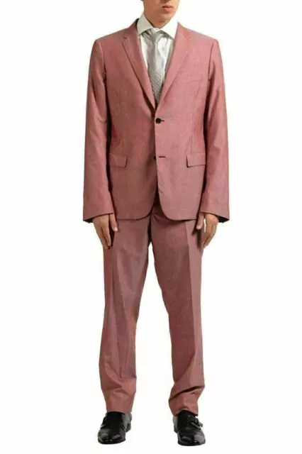 Jil Sander Men's Wool Blush Red Two Button Suit US 46 IT 56 2