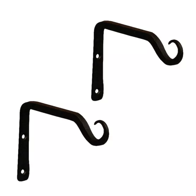 ACHLA Straight Upcurled Wall Bracket Hook, 2-Pack, Black Powdercoat - TSH-09-2