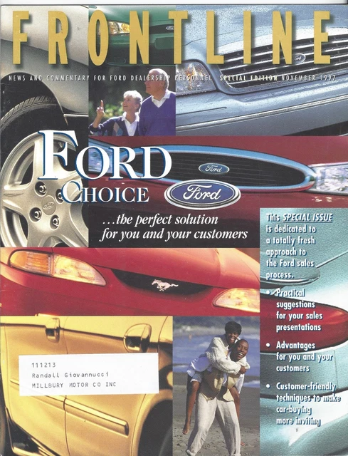 ORIGINAL/OFFICIAL FORD DEALER Frontline Magazine Special Edition 98 ...