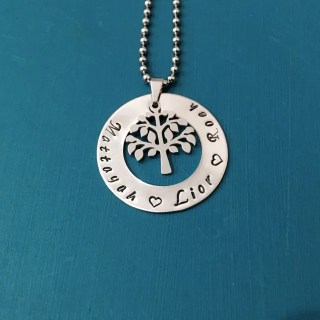 Tree of life personalised hand stamped stainless necklace Pendant On Chain